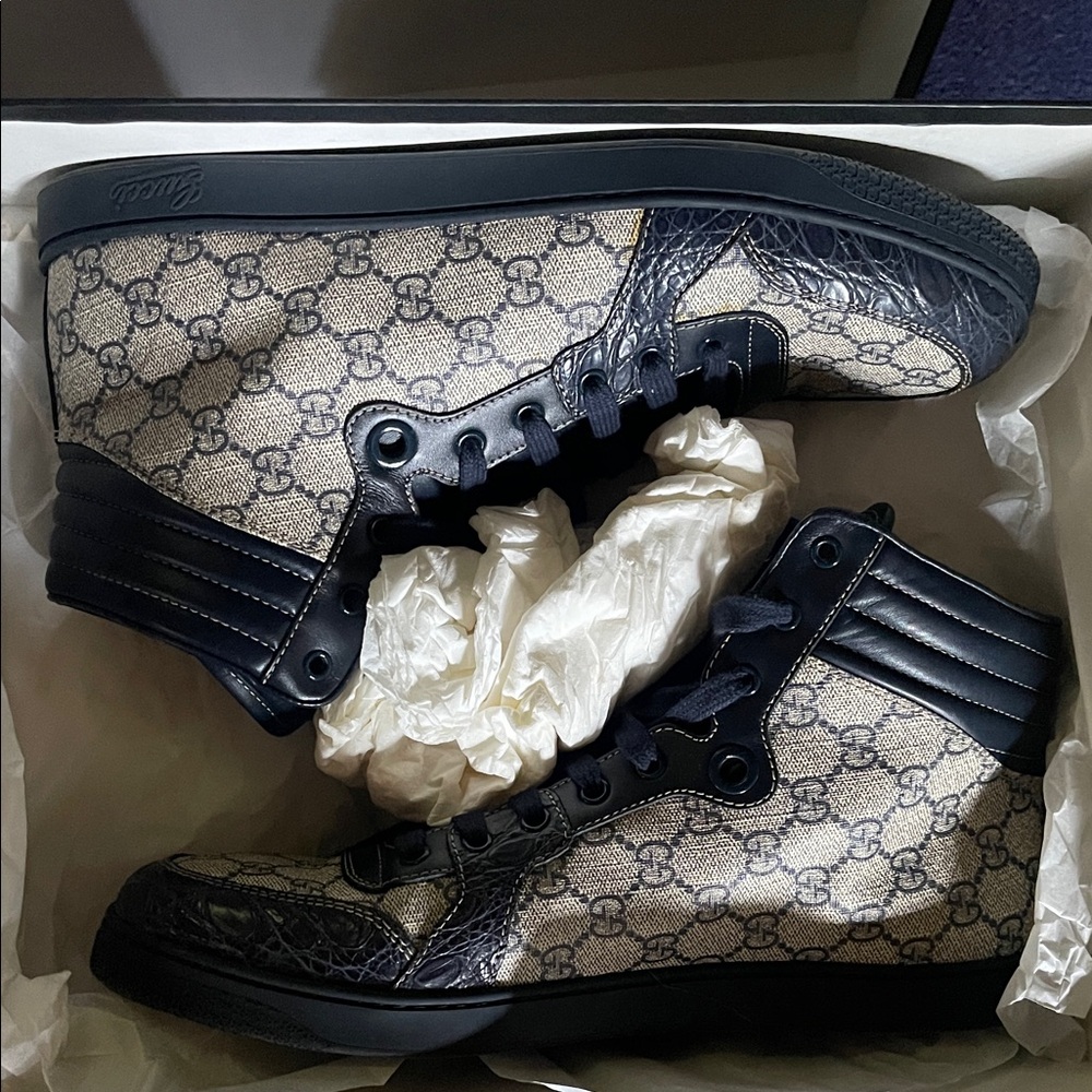 Gucci Black and Cream High-Top Sneakers